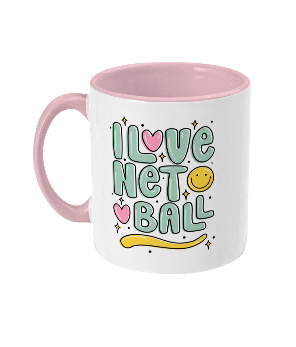 I Love Netball White & Pink Mug