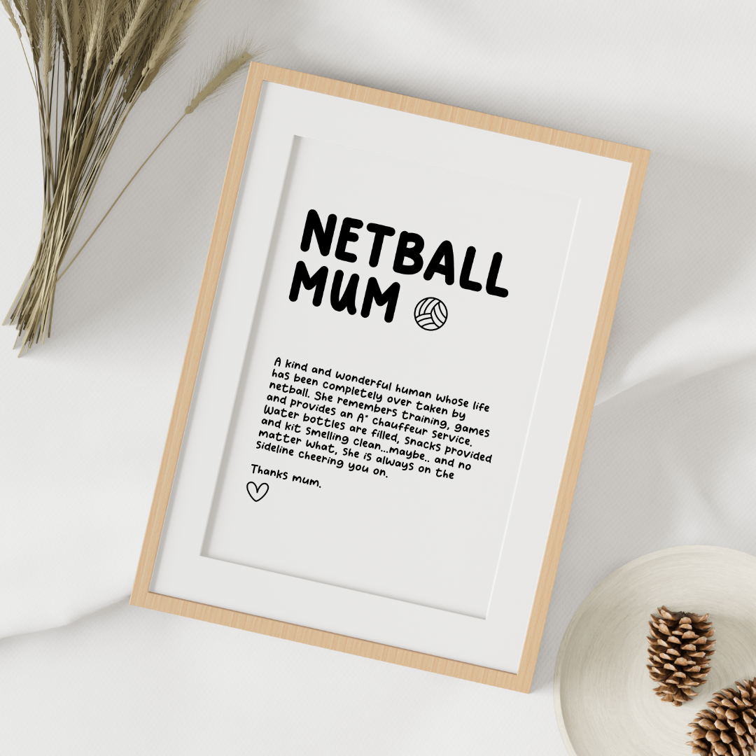 Netball Mum Definition Print