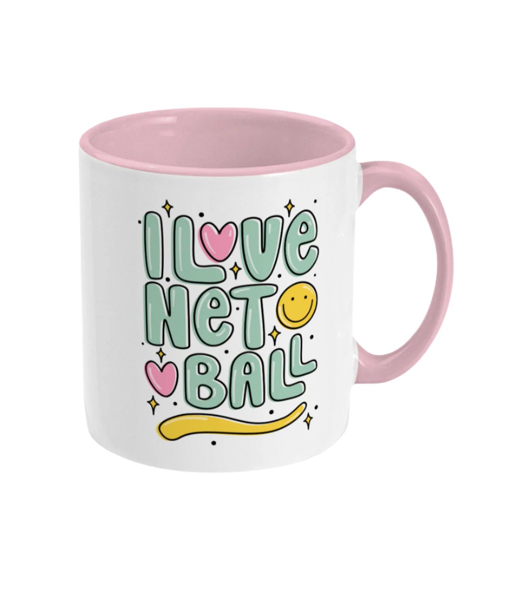 I Love Netball White & Pink Mug
