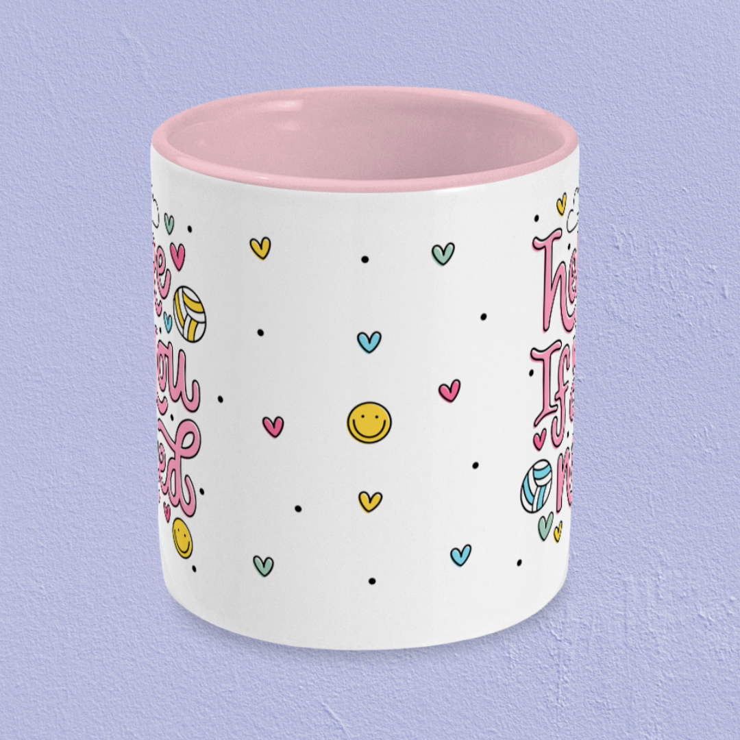 Here If You Need White & Pink Mug
