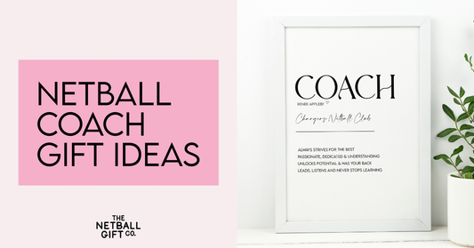 Netball coach gift ideas, with a framed personalised coach definition print