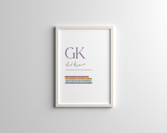 Goal Keeper Definition Print