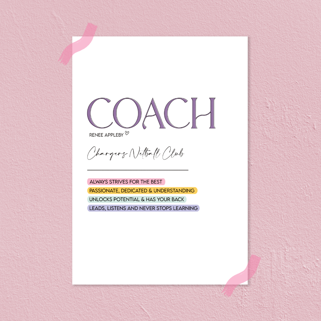 Personalised Netball Coach Definition Print