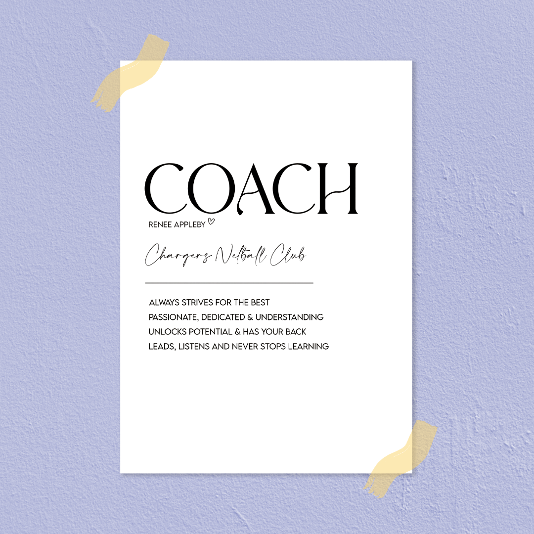Personalised Netball Coach Definition Print