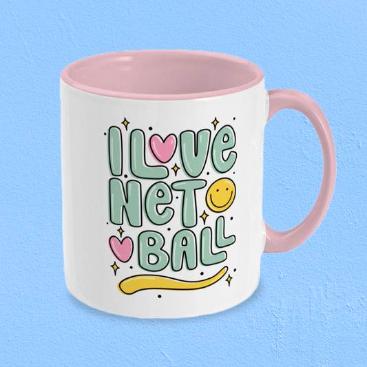 I Love Netball White & Pink Mug