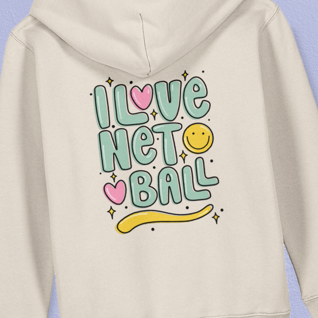I Love Netball Kids Hoodie