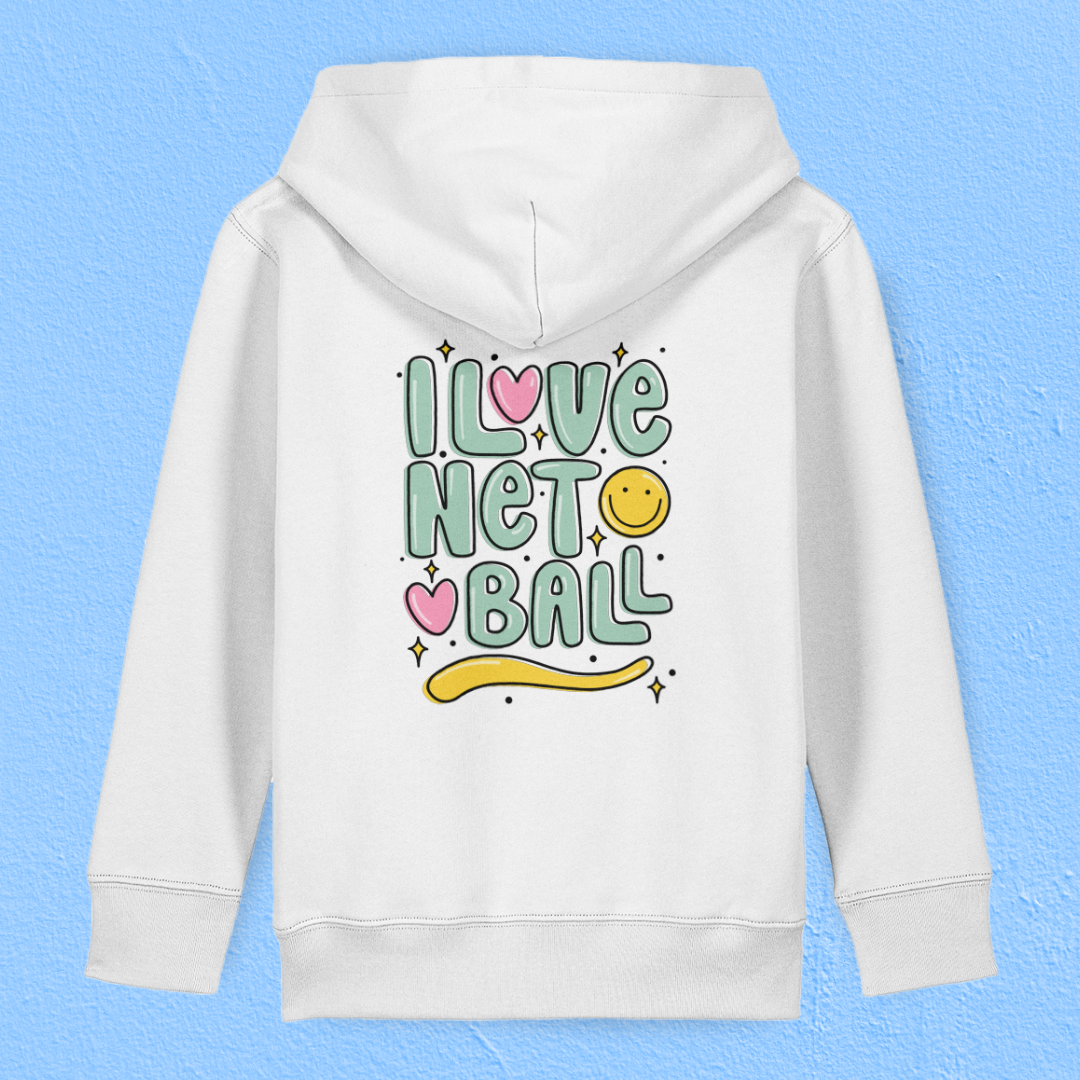 I Love Netball Kids Hoodie